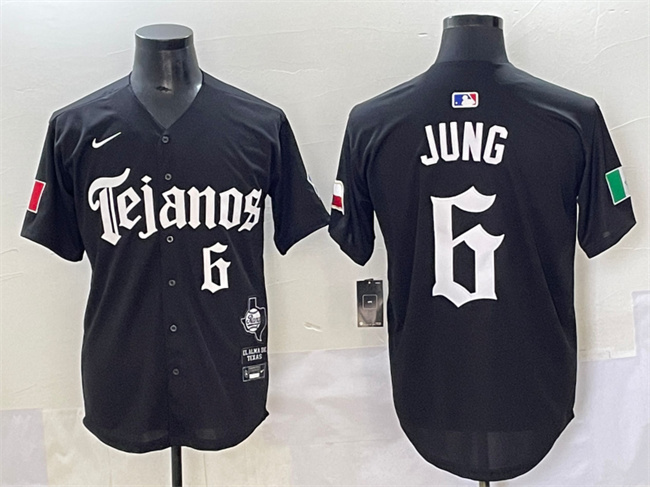 Men's Texas Rangers #6 Josh Jung Black Mexico 2025 Vapor Premier Limited Stitched Baseball Jersey