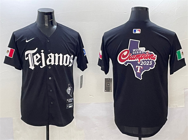 Men's Texas Rangers Team Big Logo Black Mexico 2025 Vapor Premier Limited Stitched Baseball   Jersey