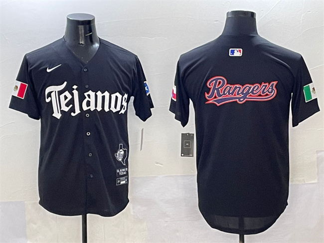 Men's Texas Rangers Team Big Logo Black Mexico 2025 Vapor Premier Limited Stitched Baseball  Jersey