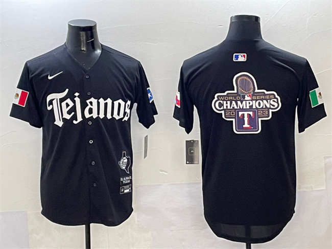 Men's Texas Rangers Team Big Logo Black Mexico 2025 Vapor Premier Limited Stitched Baseball Jersey