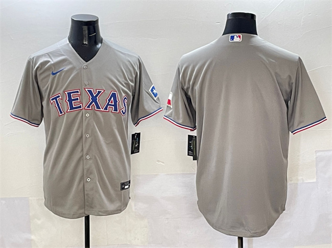 Men's Texas Rangers Blank Grey With Patch Cool Base Stitched Baseball Jersey