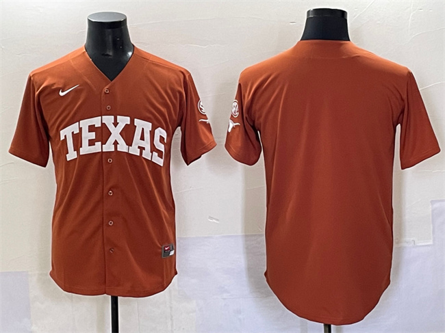 Men's Texas Longhorns Blank Orange SEC Patch Stitched Jersey