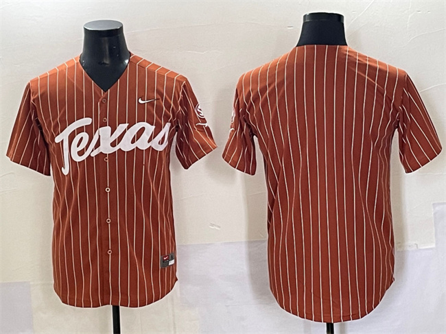 Men's Texas Longhorns Blank Orange Pinstripe SEC Patch Stitched Jersey
