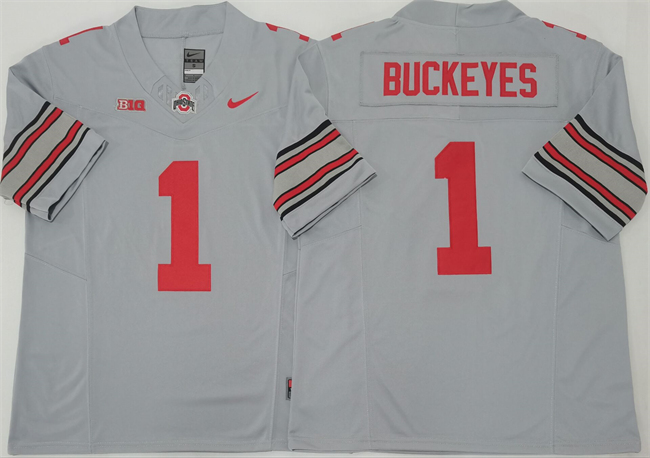 Men's Ohio State Buckeyes #1 Buckeyes Grey 2025 F.U.S.E. Limited Stitched Jersey