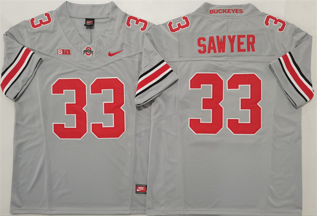 Men's Ohio State Buckeyes #33 Jack Sawyer Grey 2025 F.U.S.E. Limited Stitched Jersey