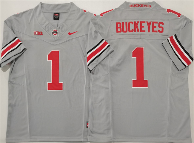 Men's Ohio State Buckeyes #1 Buckeyes Grey 2025 F.U.S.E. Limited Stitched  Jersey