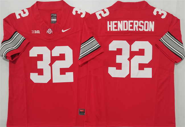 Men's Ohio State Buckeyes #32 TreVeyon Henderson Red 2025 F.U.S.E. Limited Stitched  Jersey
