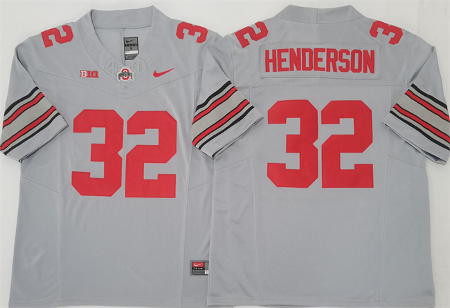 Men's Ohio State Buckeyes #32 TreVeyon Henderson Grey 2025 F.U.S.E. Limited Stitched Jersey