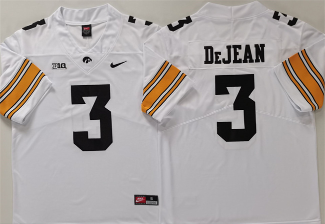 Men's Iowa Hawkeyes #3 Cooper DeJean White Stitched Jersey