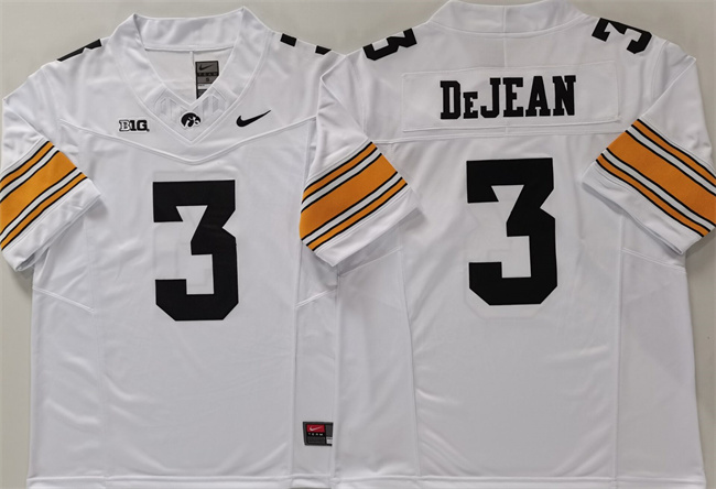 Men's Iowa Hawkeyes #3 Cooper DeJean White F.U.S.E. Stitched Jersey
