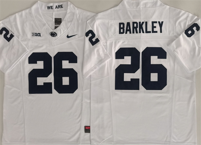 Men's Penn State Nittany Lions #26 Saquon Barkley White 2024 F.U.S.E. Stitched Jersey