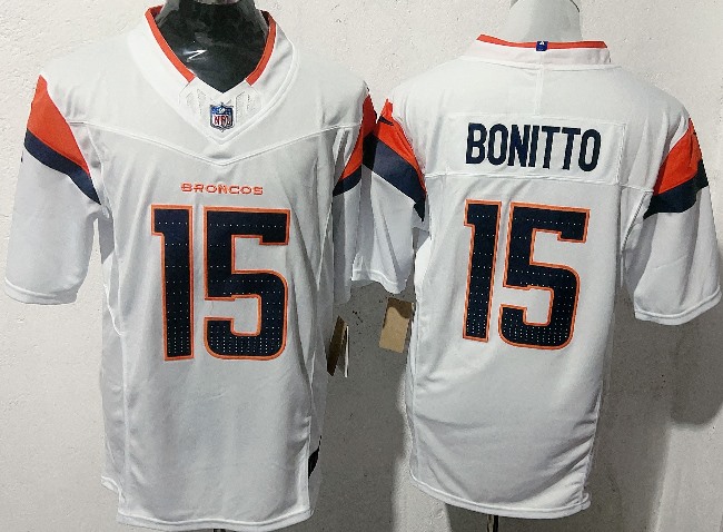 Men's Denver Broncos #15 Nik Bonitto white F.U.S.E. Vapor Limited Football Stitched Jersey