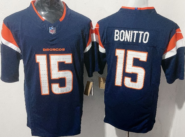 Men's Denver Broncos #15 Nik Bonitto Navy F.U.S.E. Vapor Limited Football Stitched Jersey