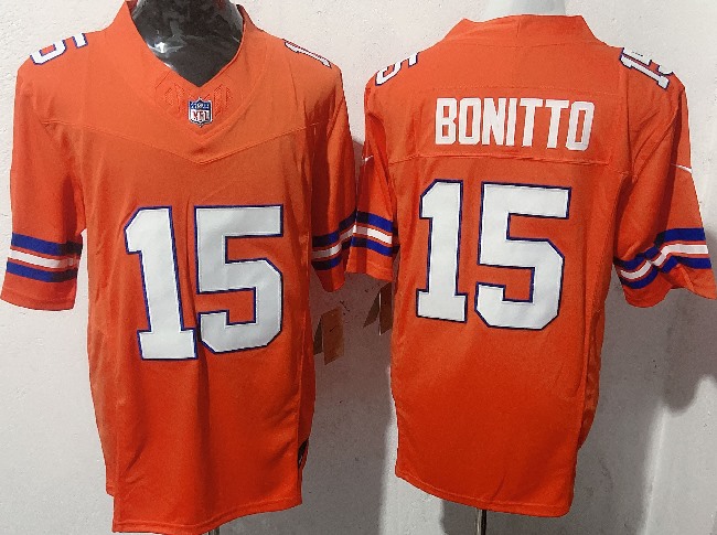 Men's Denver Broncos #15 Nik Bonitto Orange Mile High Collection F.U.S.E. 1977 Throwback Vapor Limited Stitched Jersey