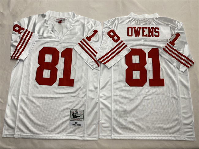 Men's New York Giants #81 Terrell Owens White Throwback Stitched Football Jersey