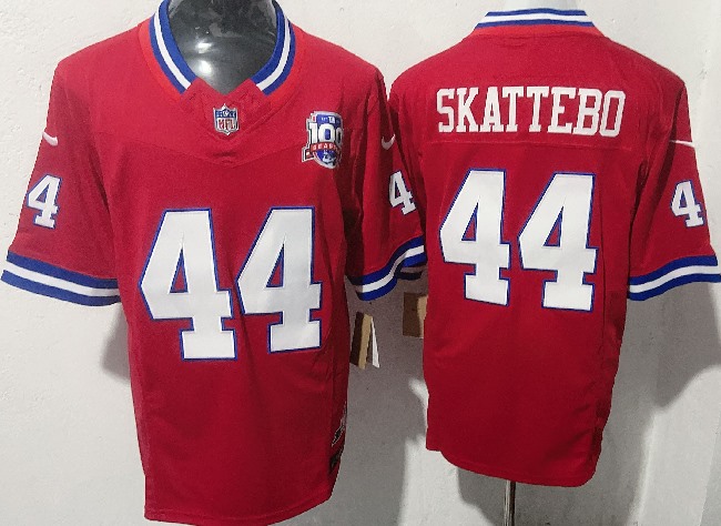 Men's New York Giants #44  Cam Skattebo  Red F.U.S.E. 100th Season And State Patch Vapor Limited Stitched Football Jersey
