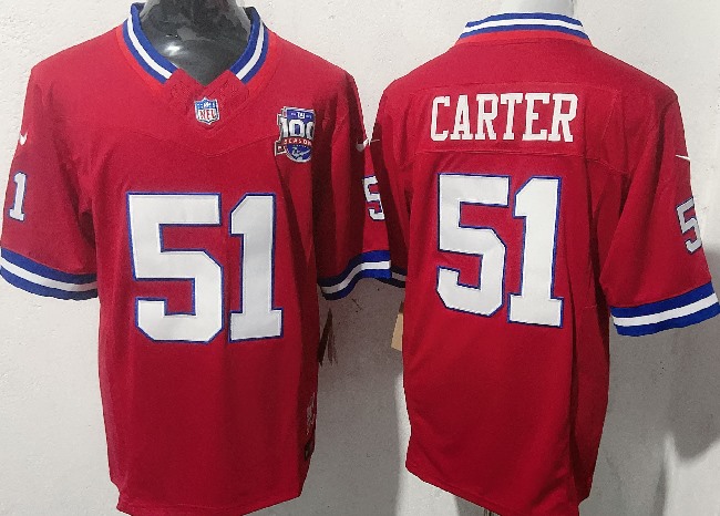 Men's New York Giants #51 Abdul Carter Red  F.U.S.E. 100th Season And State Patch Vapor Limited Stitched Football Jersey