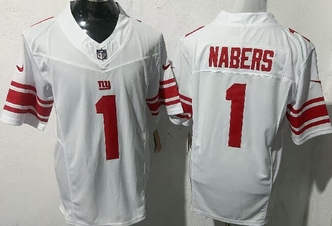 Men's New York Giants #1 Malik Nabers White  Draft F.U.S.E. Vapor Untouchable Limited Football Stitched Jersey