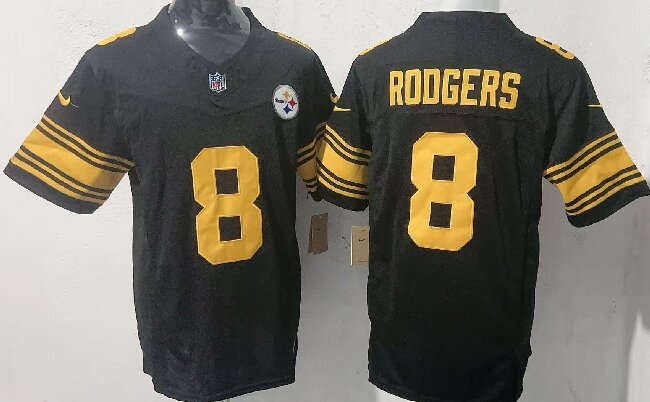 Men's Pittsburgh Steelers #8 Aaron Rodgers Black  F.U.S.E. Color Rush Vapor Untouchable Limited Stitched Jersey