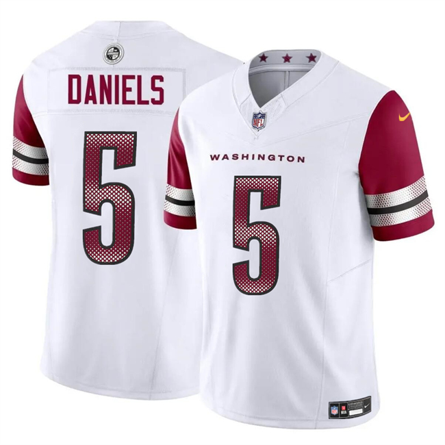 Big Size Men's Washington Commanders #5 Jayden Daniels White 2024 Draft F.U.S.E Vapor Limited Football Stitched Jersey