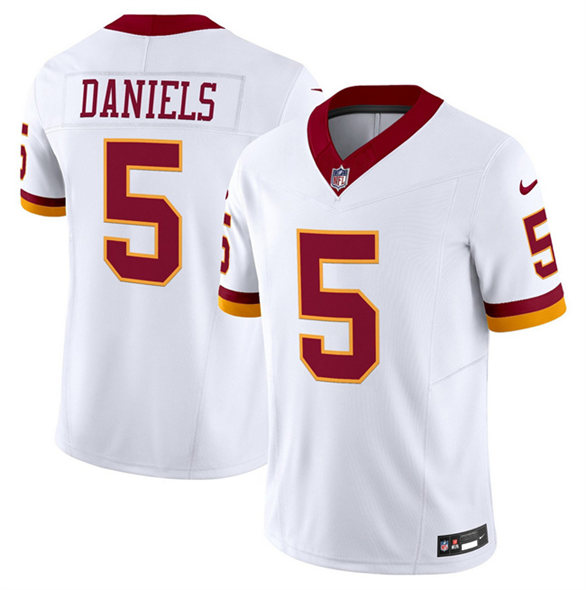 Men's Washington Commanders #5 Jayden Daniels White 2025 F.U.S.E. Throwback Vapor Limited Football Stitched Jersey