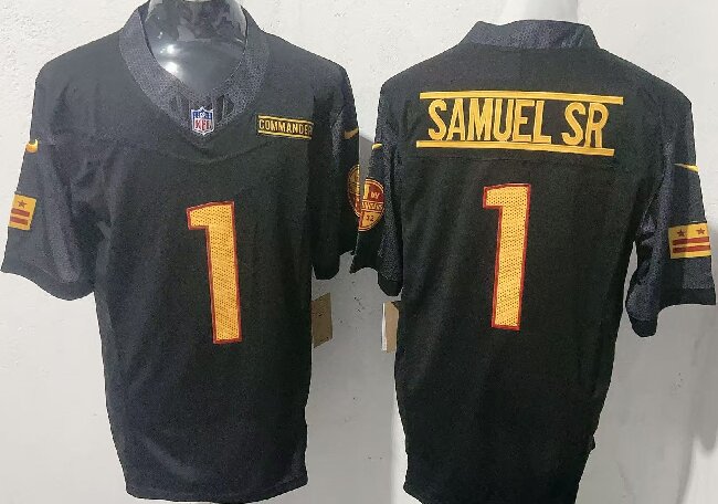 Men's Washington Commanders #1 Deebo Samuel Sr Black  F.U.S.E. Vapor Limited Football Stitched Jersey