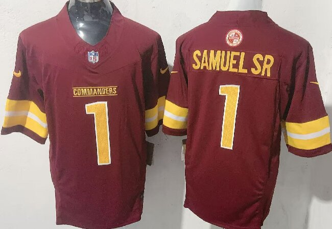 Men's Washington Commanders #1 Deebo Samuel Sr Burgundy  F.U.S.E. Vapor Limited Football Stitched Jersey