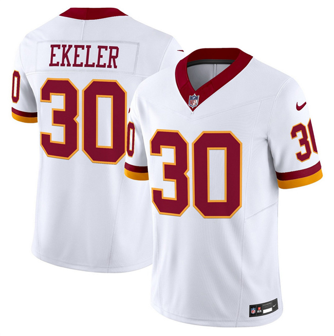 Men's Washington Commanders #30 Austin Ekeler White 2025 F.U.S.E. Throwback Vapor Limited Football Stitched Jersey