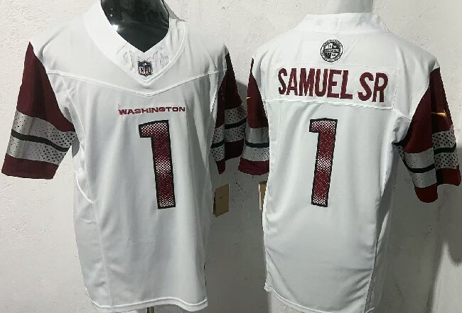 Men's Washington Commanders #1 Deebo Samuel Sr White  F.U.S.E. Vapor Limited Football Stitched Jersey