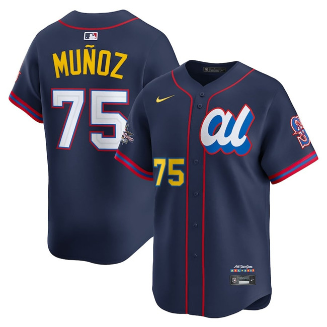 Men's American League #75 Andrés Mu?oz Navy 2025 All-Star Edition Limited Stitched Baseball Jersey