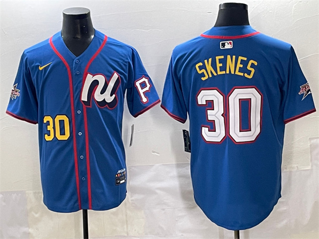 Men's National League #30 Paul Skenes Blue 2025 All-Star Edition Limited Stitched Baseball Jersey