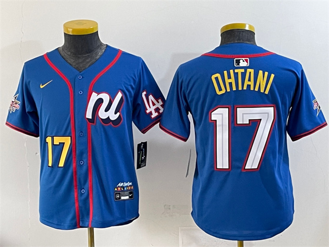 Youth National League #17 Shohei Ohtani Blue 2025 All-Star Edition Limited Stitched Baseball Jersey