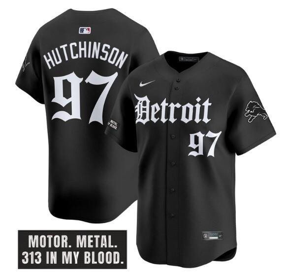 Men's Detroit Lions #97 Aidan Hutchinson Black 'Motor Gothic Edition' Vapor Premier Limited Stitched Jersey
