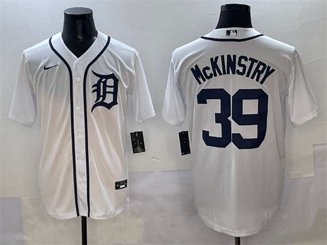 Men's Detroit Tigers #39 Zach McKinstry White Cool Base Stitched Baseball Jersey