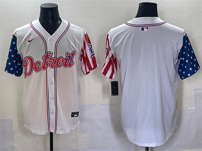 Men's Detroit Tigers Blank White 2025 Memorial Day Vapor Premier Limited Stitched Baseball Jersey