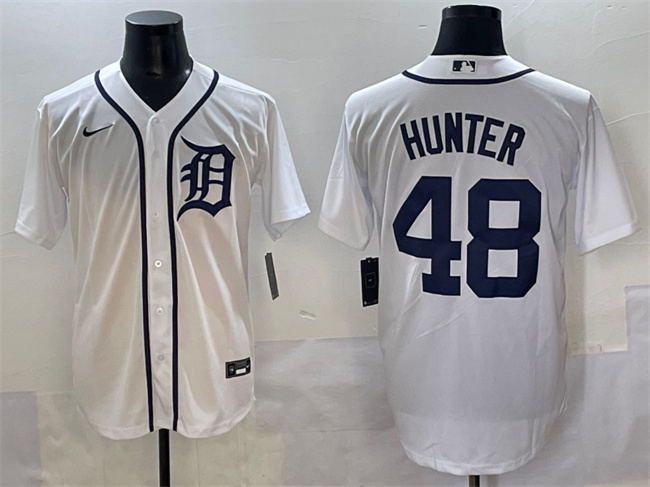 Men's Detroit Tigers #48 Brant Hurter White Cool Base Stitched Baseball Jersey