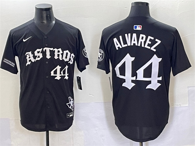 Men's Houston Astros #44 Yordan Alvarez Black Gothic 'Houston Born Barrio Raised' Limited Stitched Baseball Jersey