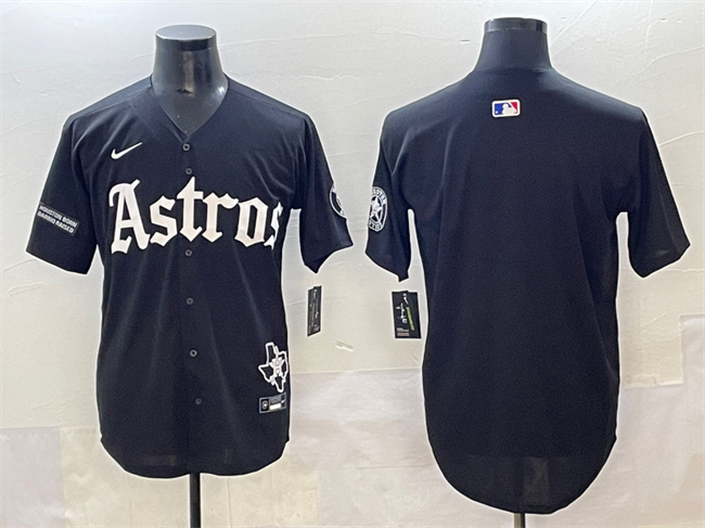 Men's Houston Astros Blank Black Gothic 'Houston Born Barrio Raised' Limited Stitched Baseball Jersey