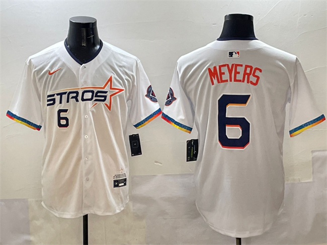 Men's Houston Astros #6 Jake Meyers White 2025 City Connect Limited Stitched Baseball Jersey