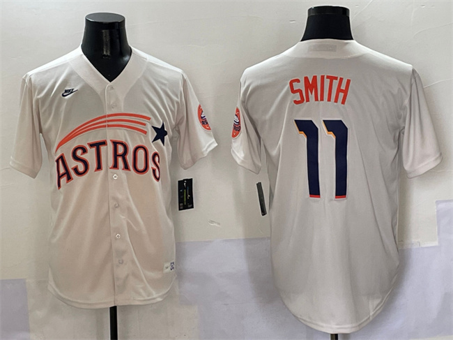 Men's Houston Astros #11 Cam Smith Cream Throwback Cooperstown Collection Limited Stitched Baseball Jersey