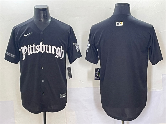 Men's Pittsburgh Pirates Blank Black 'Gothic Steel City Edition' Vapor Limited Stitched Baseball Jersey