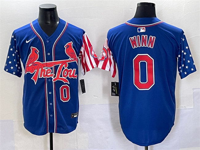 Men's St.Louis Cardinals #0 Masyn Winn Royal Independence Day Vapor Premier Limited Stitched Baseball Jersey