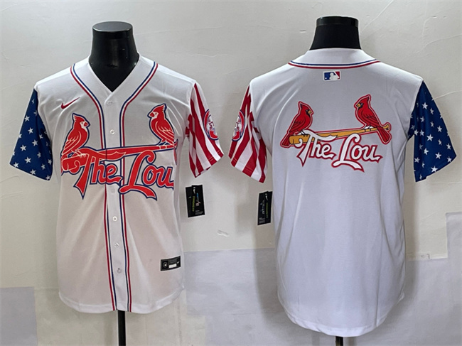 Men's St.Louis Cardinals Team Big Logo White Independence Day Vapor Premier Limited Stitched Baseball  Jersey