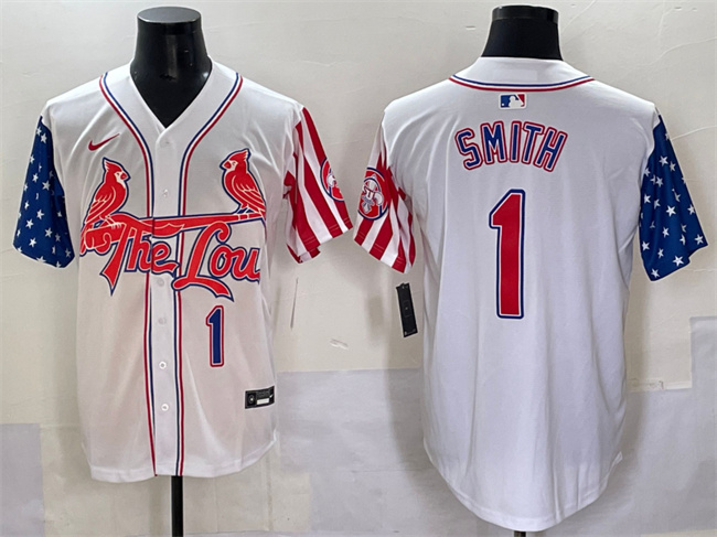 Men's St.Louis Cardinals #1 Ozzie Smith White Independence Day Vapor Premier Limited Stitched Baseball Jersey
