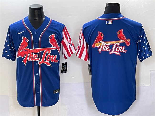 Men's St.Louis Cardinals Team Big Logo Royal Independence Day Vapor Premier Limited Stitched Baseball  Jersey