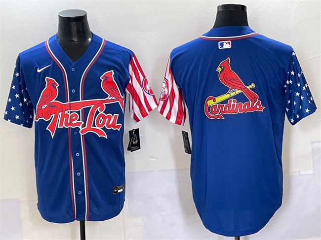 Men's St.Louis Cardinals Team Big Logo Royal Independence Day Vapor Premier Limited Stitched Baseball Jersey