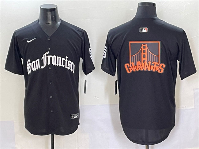 Men's San Francisco Giants Team Big Logo Black 'Gothic Fog Edition' Vapor Premier Limited Stitched Baseball Jersey 002