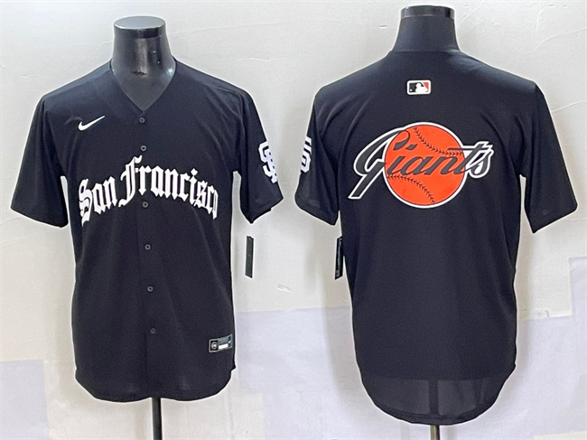 Men's San Francisco Giants Team Big Logo Black 'Gothic Fog Edition' Vapor Premier Limited Stitched Baseball Jersey 001