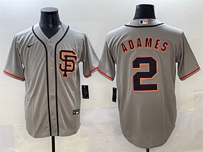 Men's San Francisco Giants #2 Willy Adames Grey Cool Base Stitched Baseball  Jersey