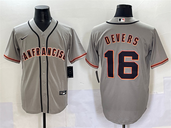 Men's San Francisco Giants #16 Rafael Devers Grey Cool Base Stitched Baseball Jersey